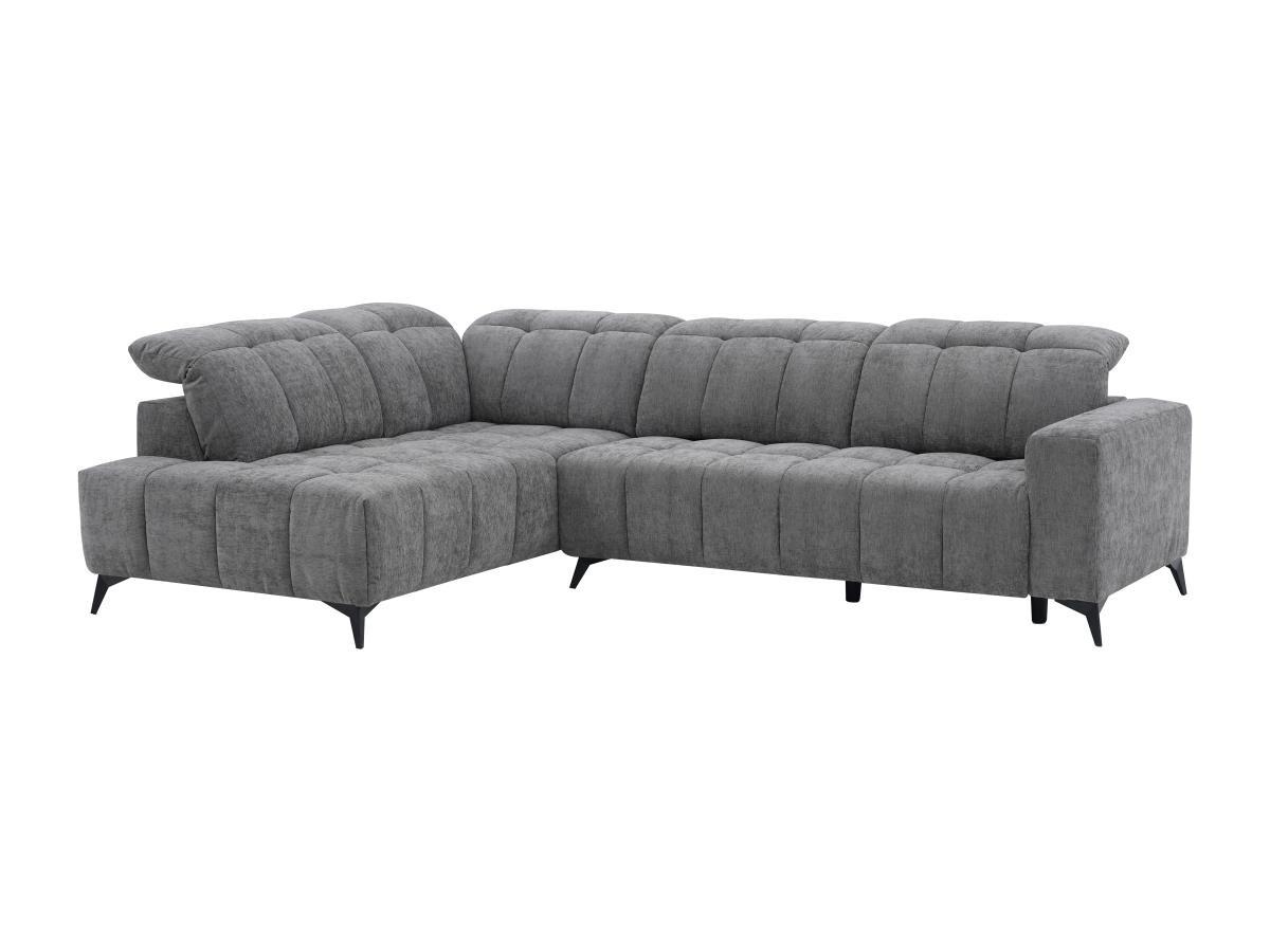 Vente-unique Eckrelaxsofa elektrisch - Ecke links - mit ausziehbarer Sitzfläche - Stoff - Anthrazit - LAMPARO  