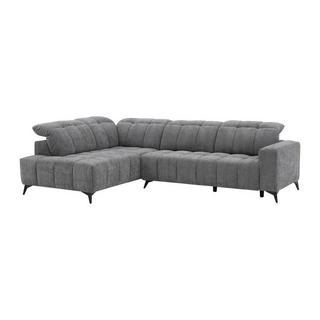 Vente-unique Eckrelaxsofa elektrisch - Ecke links - mit ausziehbarer Sitzfläche - Stoff - Anthrazit - LAMPARO  