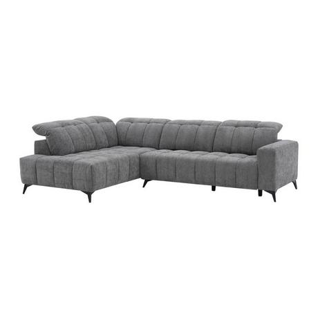 Vente-unique Eckrelaxsofa elektrisch - Ecke links - mit ausziehbarer Sitzfläche - Stoff - Anthrazit - LAMPARO  