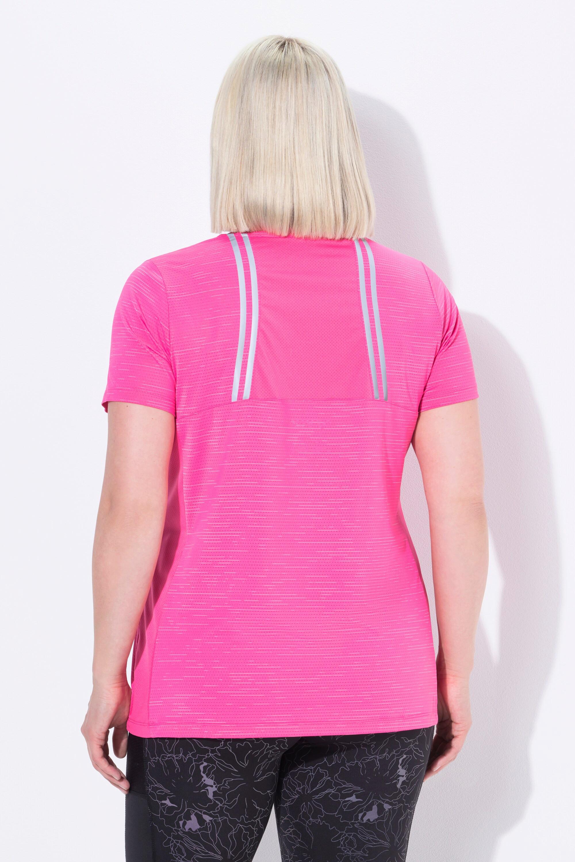 Ulla Popken T-shirt technique empiècements en mesh décolleté en V manches courtes  