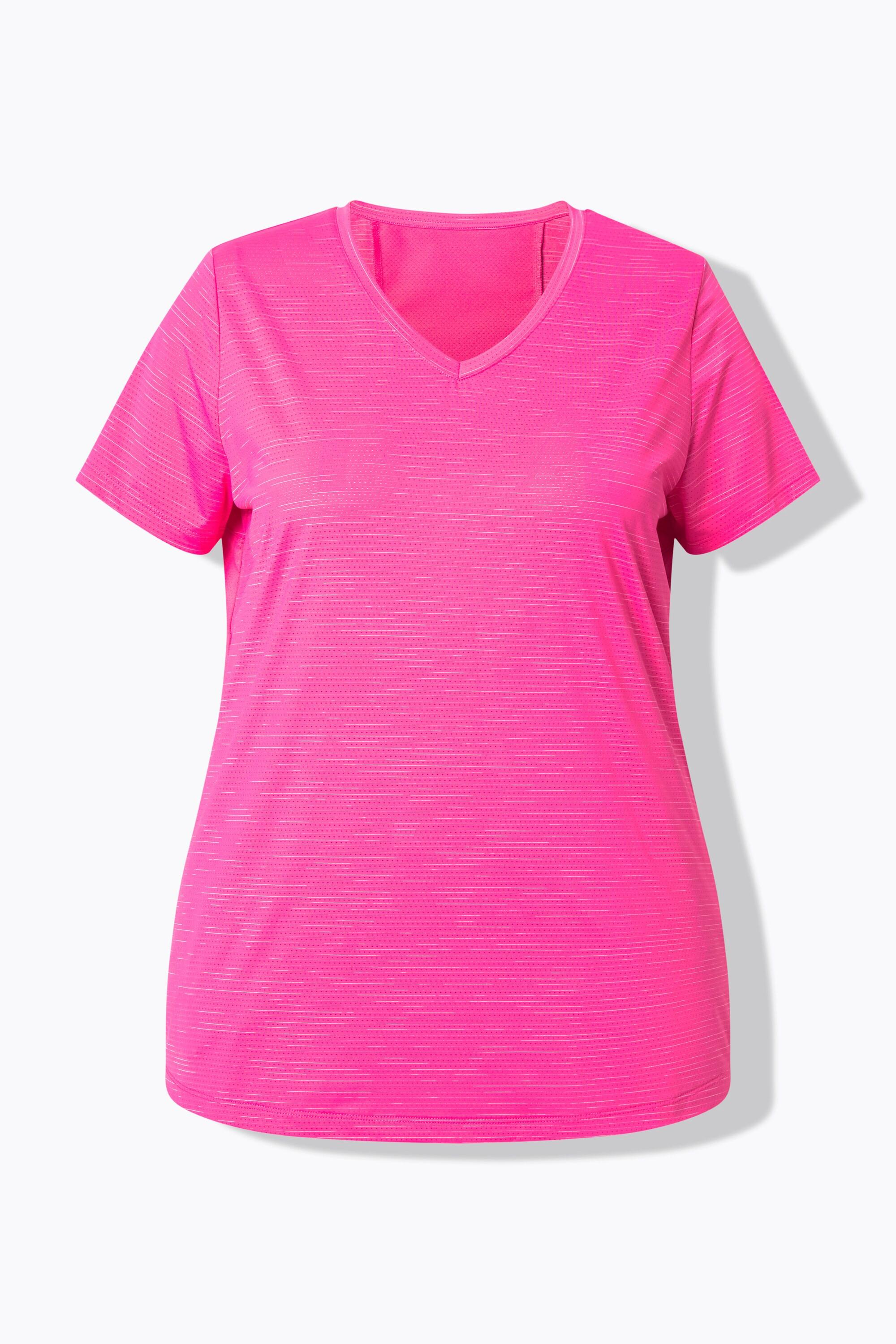 Ulla Popken T-shirt technique empiècements en mesh décolleté en V manches courtes  