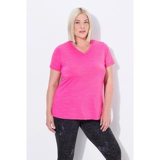 Ulla Popken T-shirt technique empiècements en mesh décolleté en V manches courtes  
