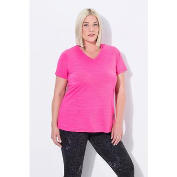 T-shirt technique, manches courtes et décolleté en V, empiècements en mesh