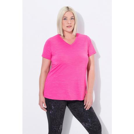 Ulla Popken T-shirt technique empiècements en mesh décolleté en V manches courtes  