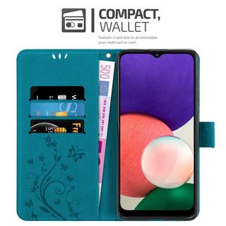 Cadorabo  Housse compatible avec Samsung Galaxy A22 5G - Coque de protection au design floral avec fermeture magnétique, fonction de support et emplacements pour cartes 