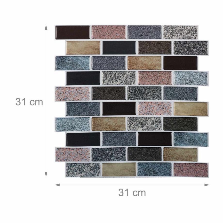 Northix Lot de 10 autocollants muraux en pierre pour carrelage  