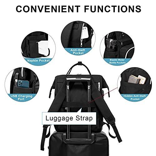 Only-bags.store  Sac à dos pour ordinateur portable 15,6 pouces, sac à dos d'école étanche multi-sac avec port de chargement USB, noir pour les voyages scolaires, le travail, l'université 