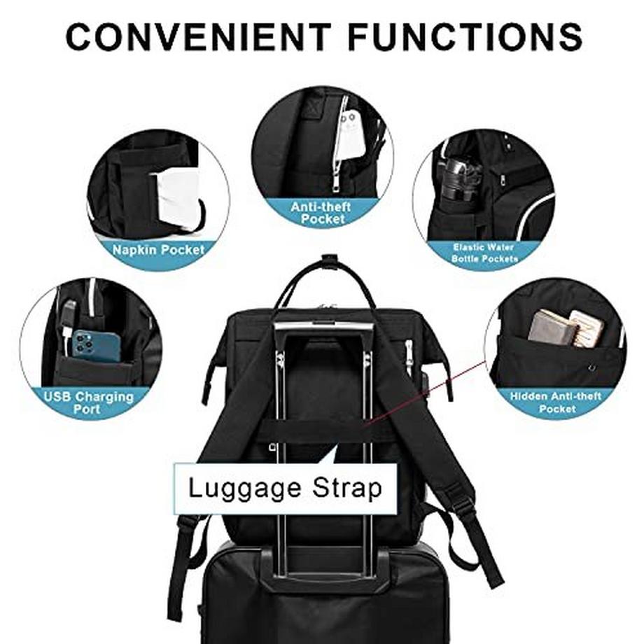 Only-bags.store Laptop Rucksack 15.6 Zoll Wasserdichter Multitaschen Schulrucksack mit USB Ladeanschluss  