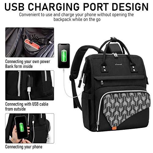 Only-bags.store  Sac à dos pour ordinateur portable 15,6 pouces, sac à dos d'école étanche multi-sac avec port de chargement USB, noir pour les voyages scolaires, le travail, l'université 