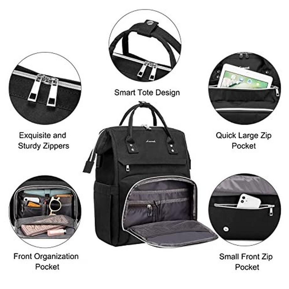 Only-bags.store Laptop Rucksack 15.6 Zoll Wasserdichter Multitaschen Schulrucksack mit USB Ladeanschluss  