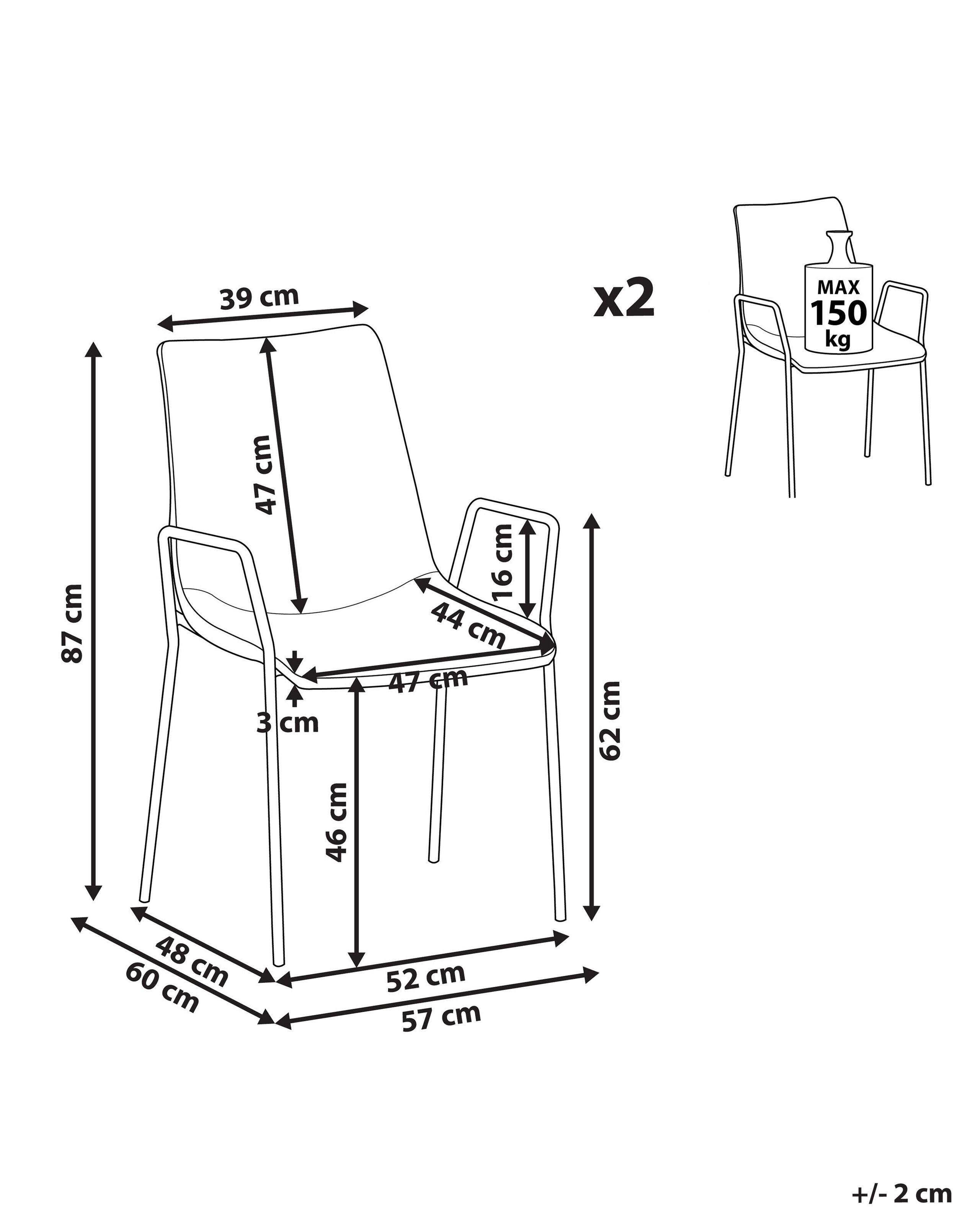 Beliani Esszimmerstuhl 2er Set aus Samtstoff Modern JEFFERSON  