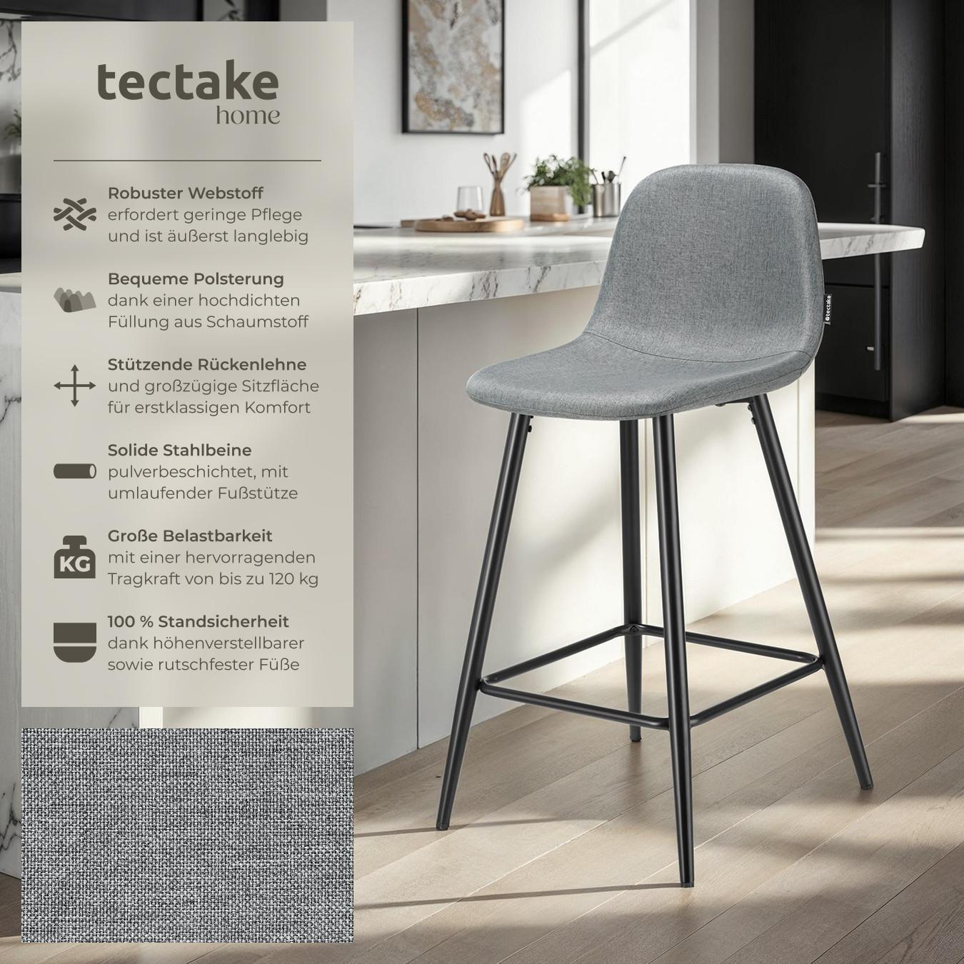 Tectake Chaise de bar WILLOW en tissu résistant et rembourré  