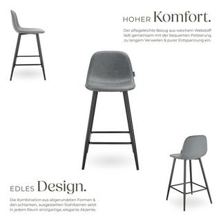 Tectake Chaise de bar WILLOW en tissu résistant et rembourré  