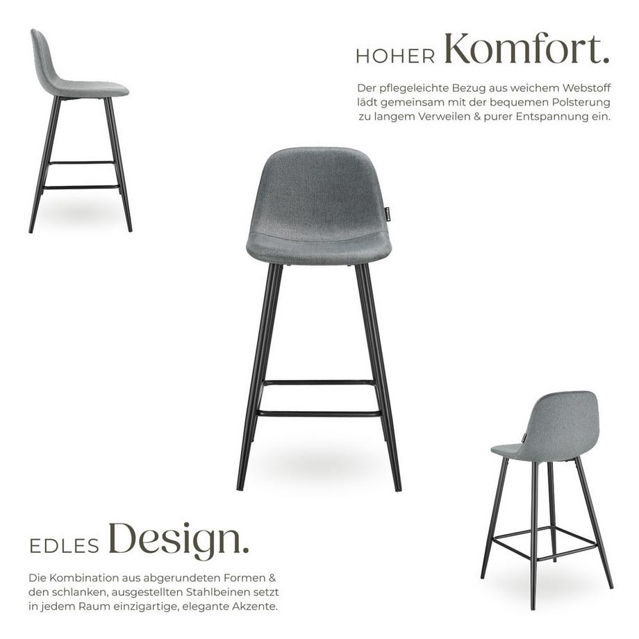 Tectake Chaise de bar WILLOW en tissu résistant et rembourré  