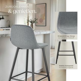 Tectake Chaise de bar WILLOW en tissu résistant et rembourré  