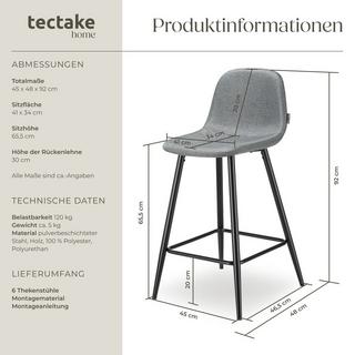 Tectake Chaise de bar WILLOW en tissu résistant et rembourré  