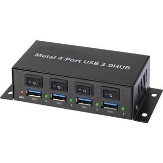 Renkforce  1318454 hub & concentrateur USB 3.2 Gen 1 (3.1 Gen 1) Type-A 5000 Mbit/s Noir 