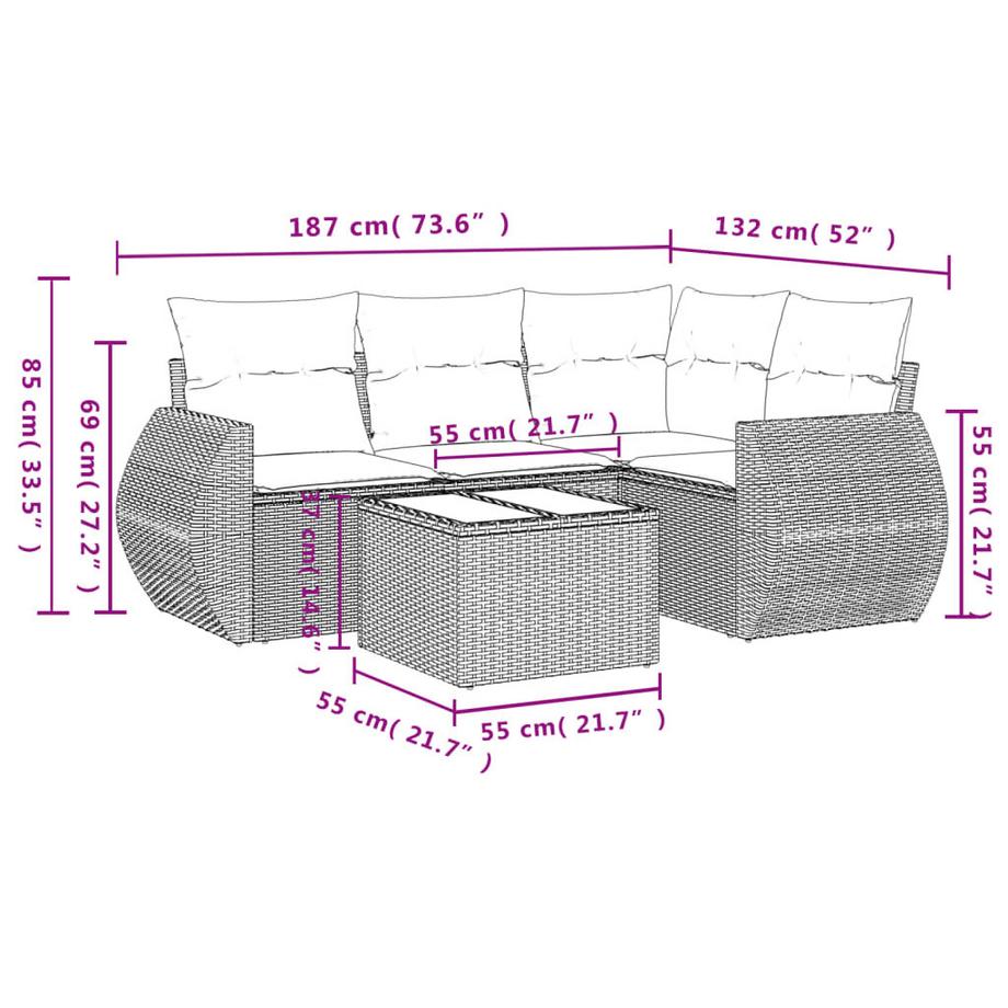 VidaXL Ensemble de canapés de jardin rotin synthétique  