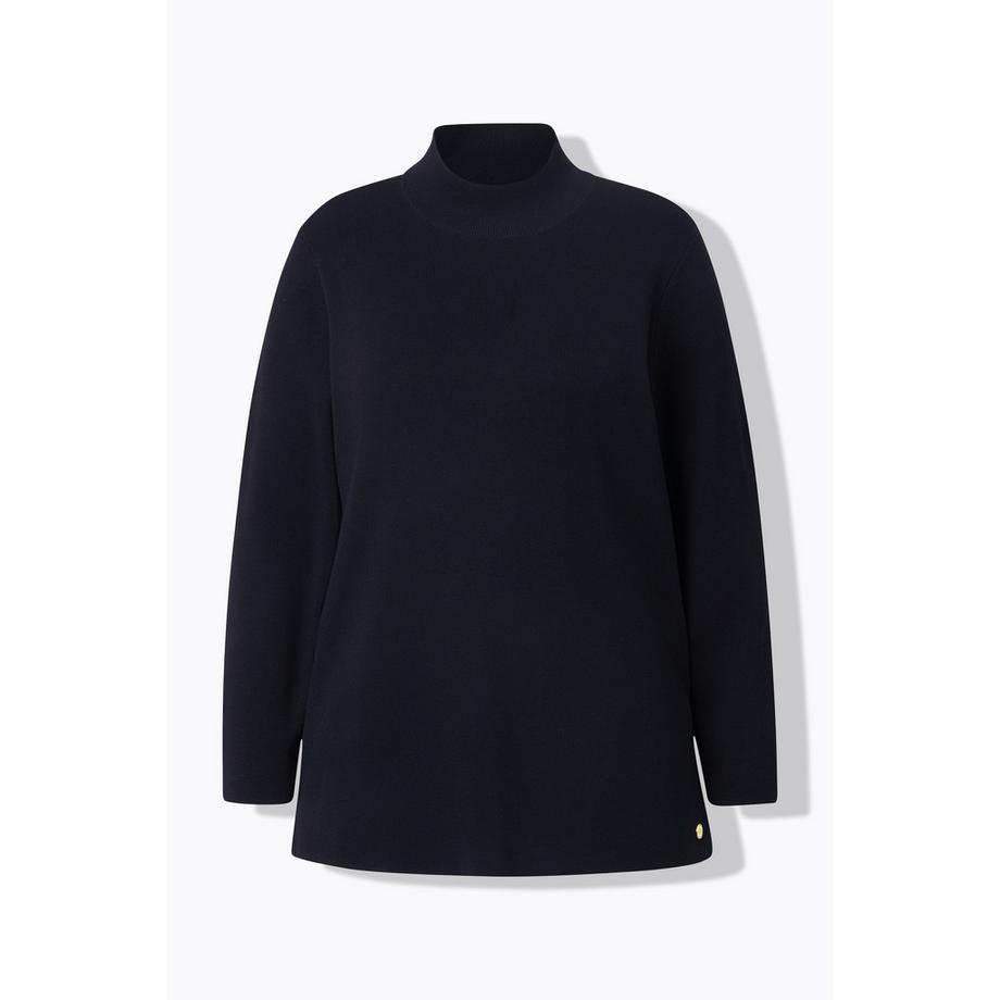 Ulla Popken Pull en maille fine col montant côtelé manches longues  