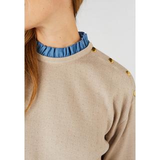 Damart  Warmer Jacquard-Pullover mit Volant am Ausschnitt. 