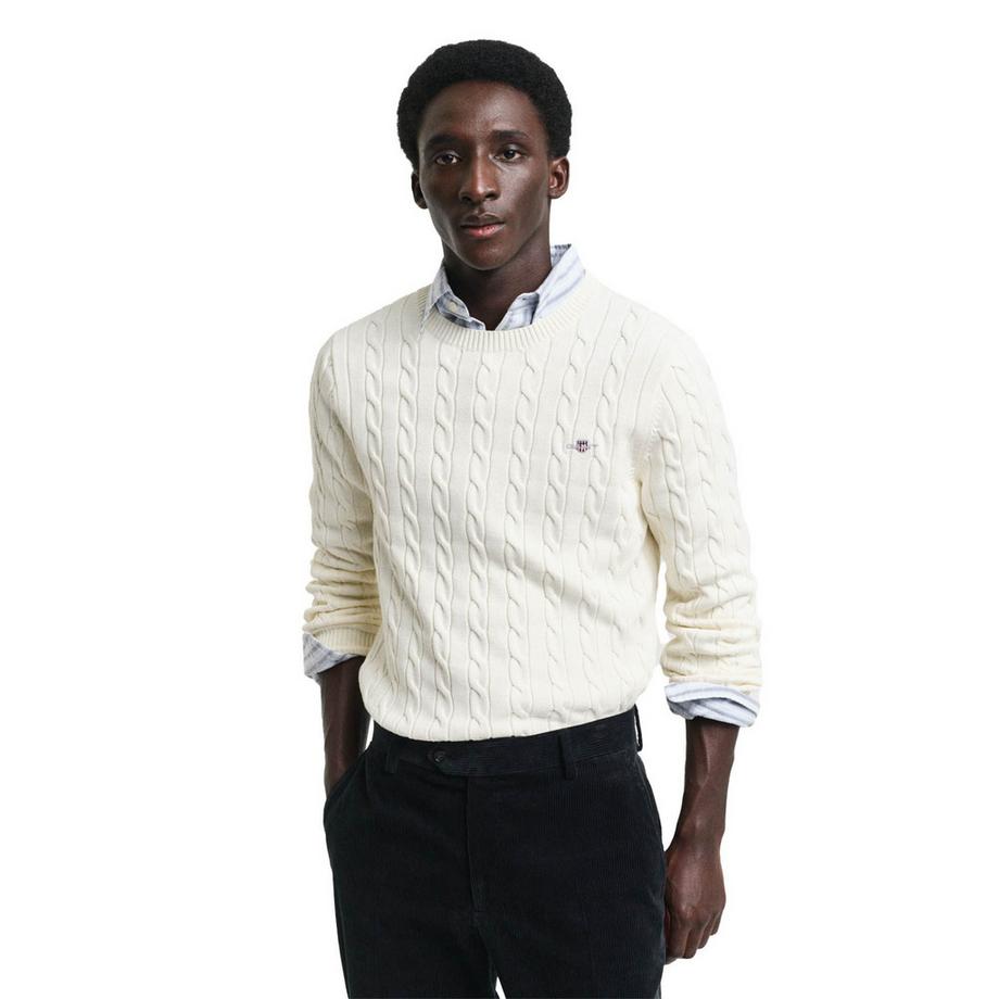 GANT Pull en tricot col rond torsadé Coupe confortable  