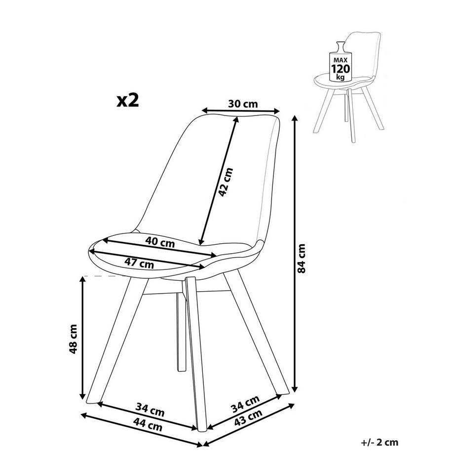 Beliani Lot de 2 chaises de salle à manger en Matière synthétique Rétro DAKOTA II  