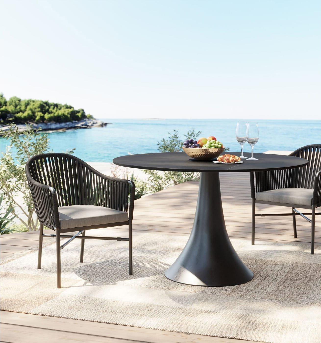 KARE Design Table Grande Possibilita Outdoor noire ronde 110  