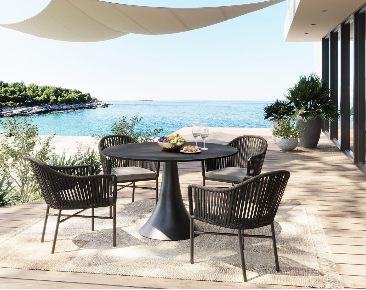 KARE Design Tavolo Grande Possibilita Outdoor nero rotondo 110  