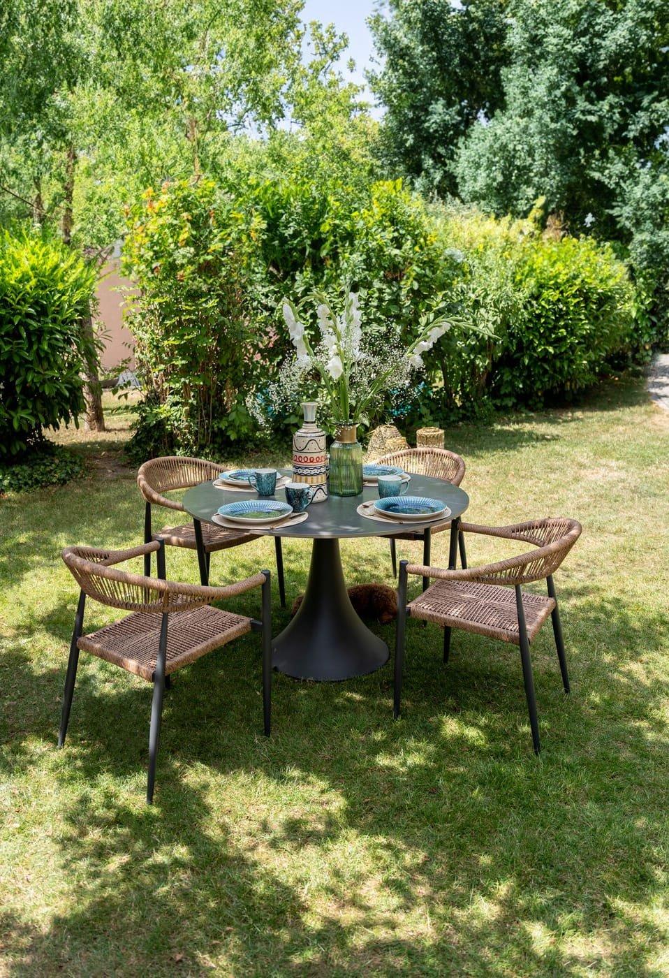 KARE Design Table Grande Possibilita Outdoor noire ronde 110  