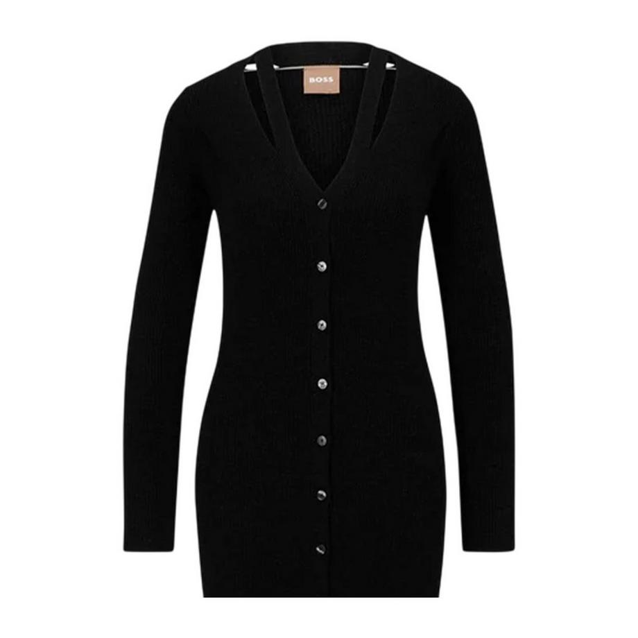 BOSS Midi Kleid mit Button Down Kragen  