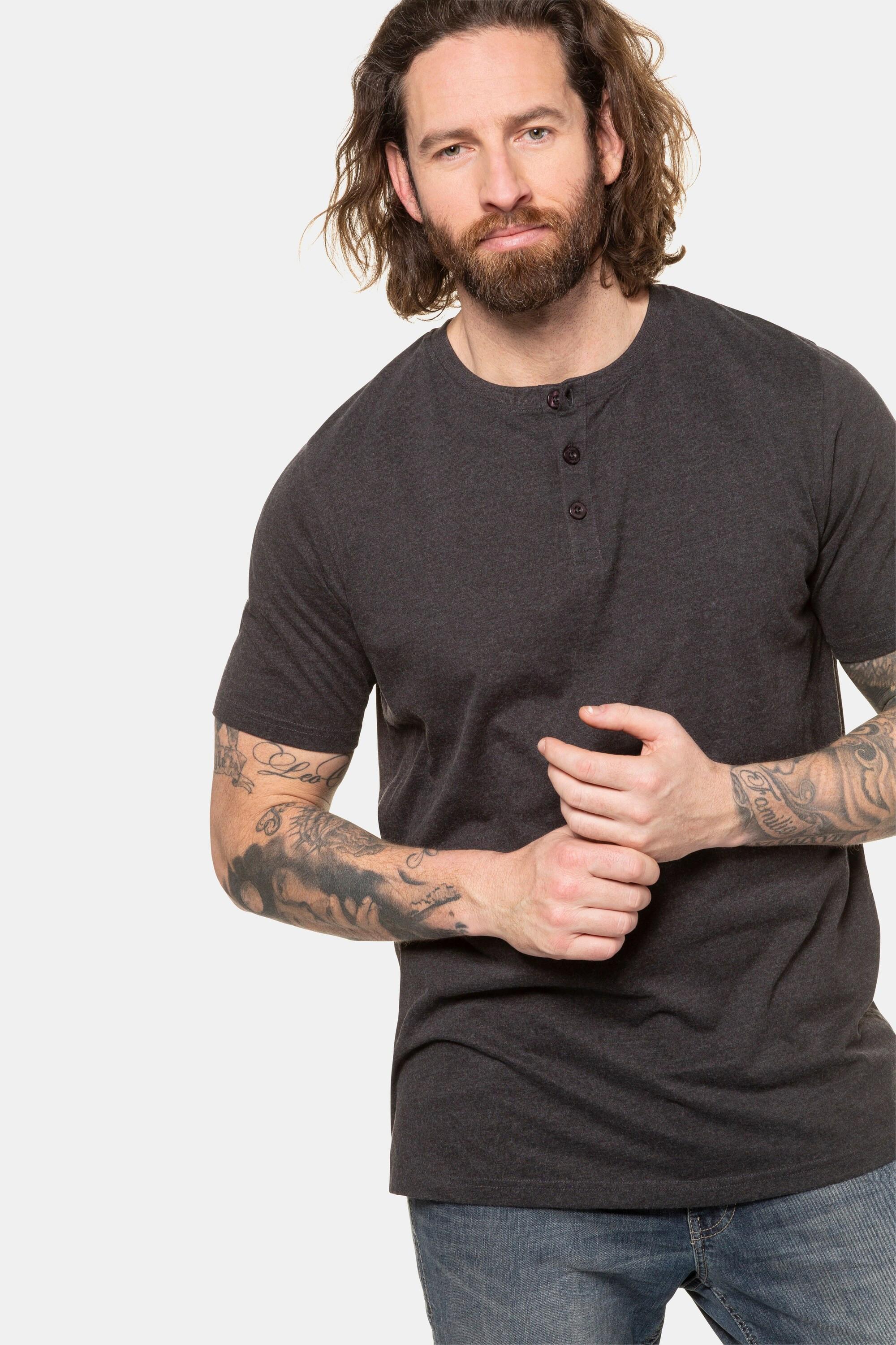 JP1880  T-shirt Henley, collection Basic. Manches courtes et patte de boutonnage 