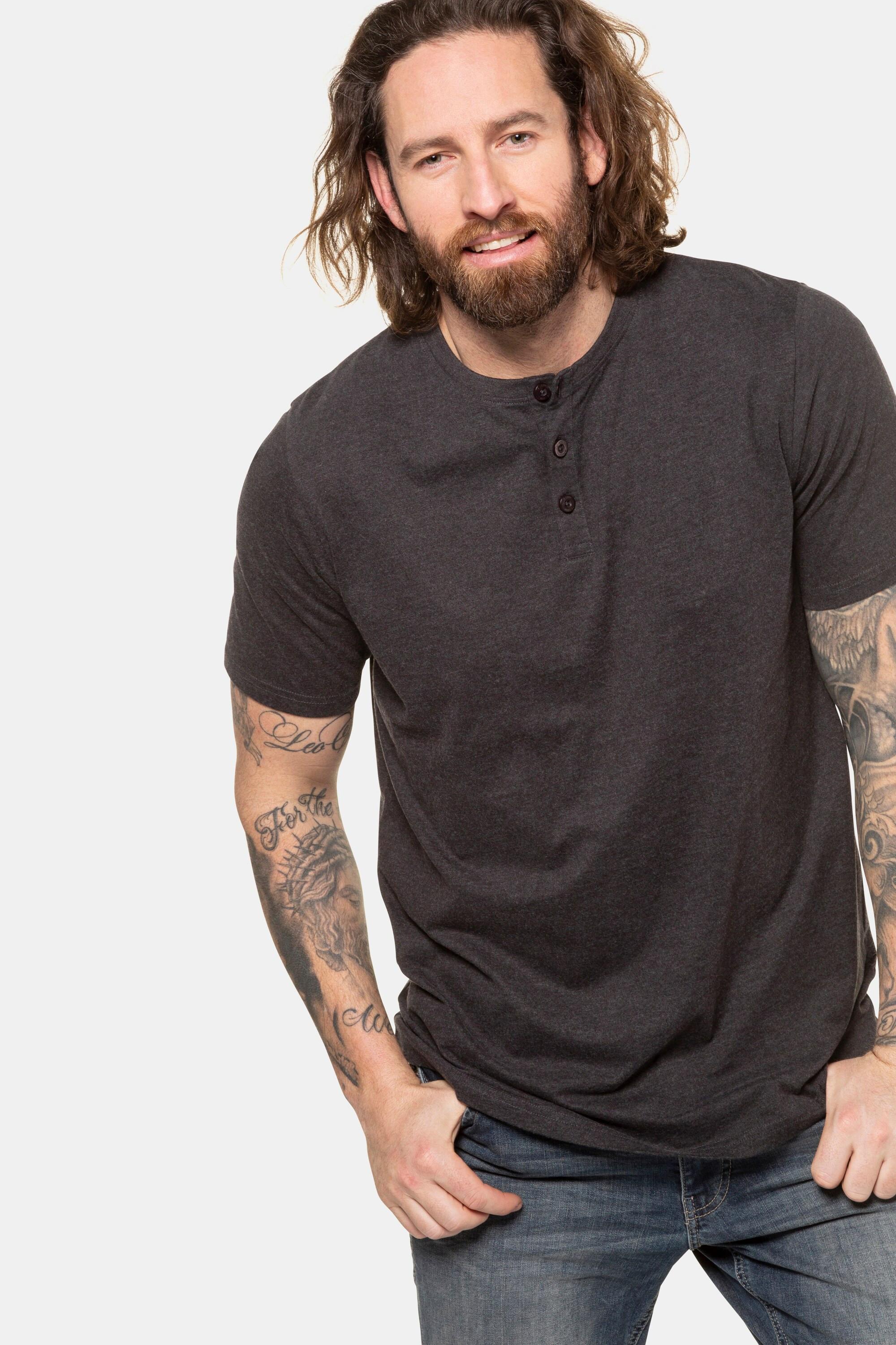 JP1880  T-shirt Henley, collection Basic. Manches courtes et patte de boutonnage 