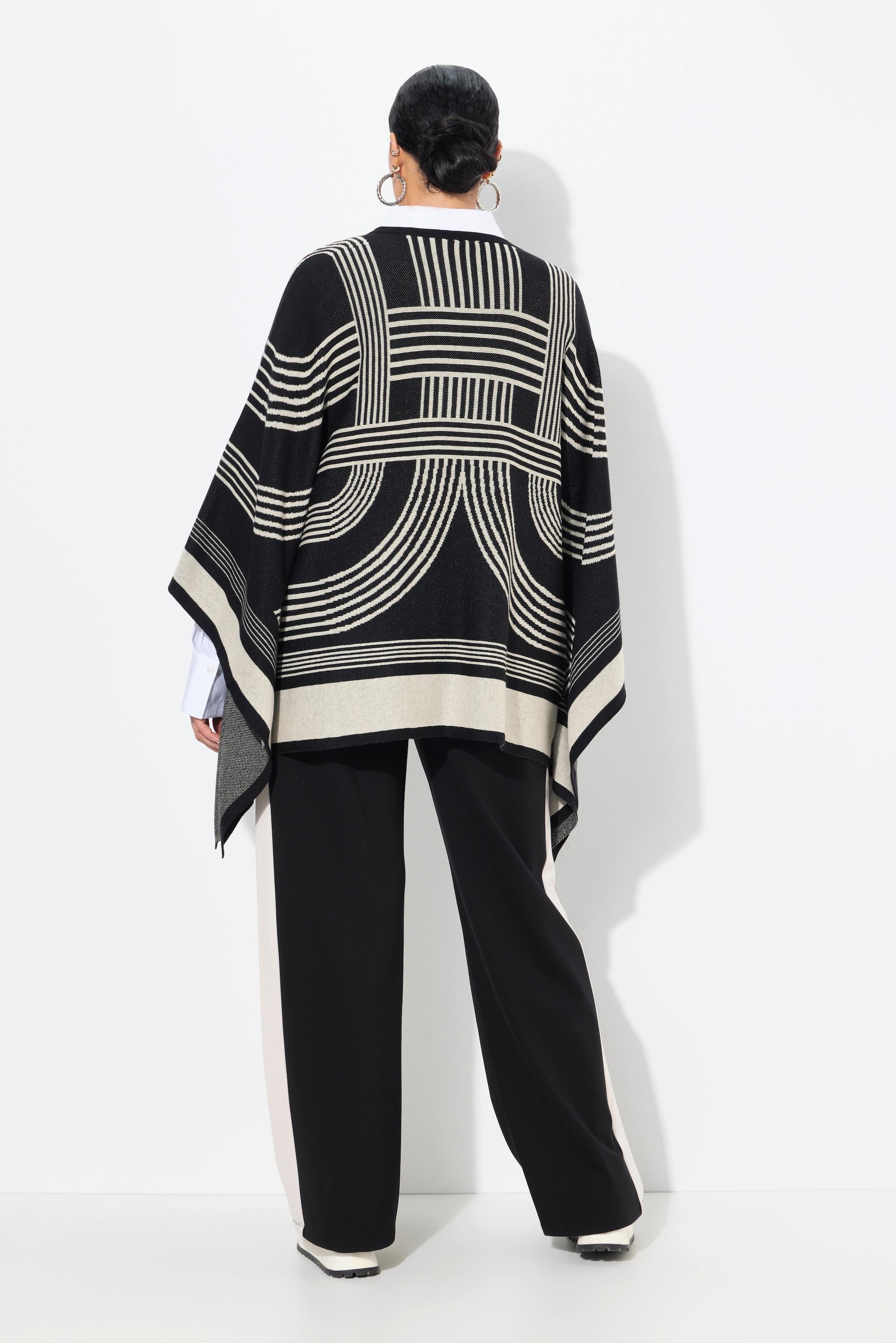 Ulla Popken  Strickponcho, Oversized, Rundhals, Baumwollmix 