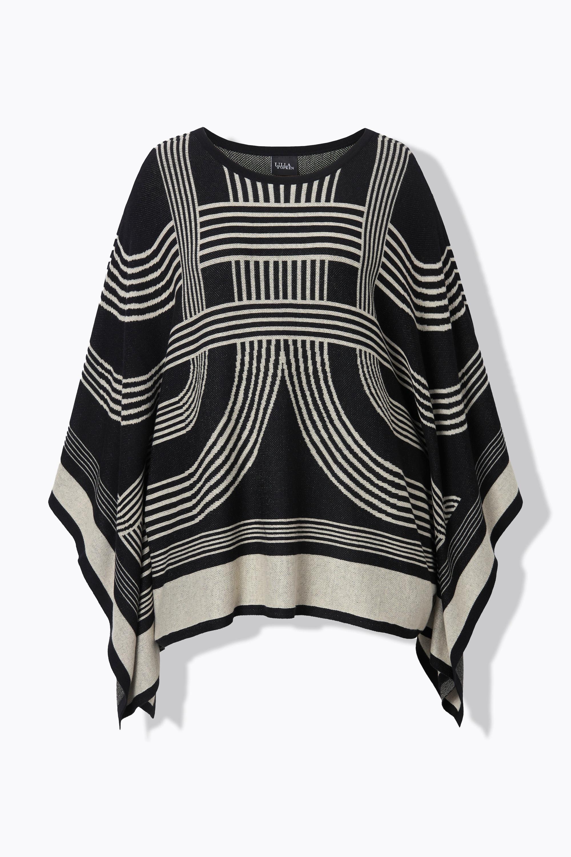 Ulla Popken  Strickponcho, Oversized, Rundhals, Baumwollmix 