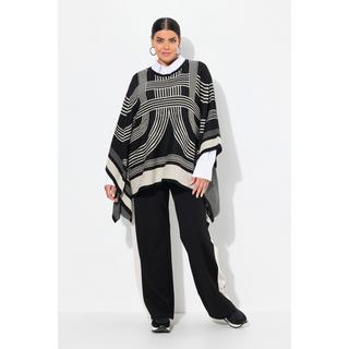 Ulla Popken  Strickponcho, Oversized, Rundhals, Baumwollmix 