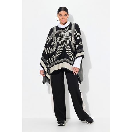 Ulla Popken  Strickponcho, Oversized, Rundhals, Baumwollmix 