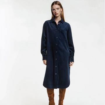 Gerade geschnittenes Cordkleid in Midilänge