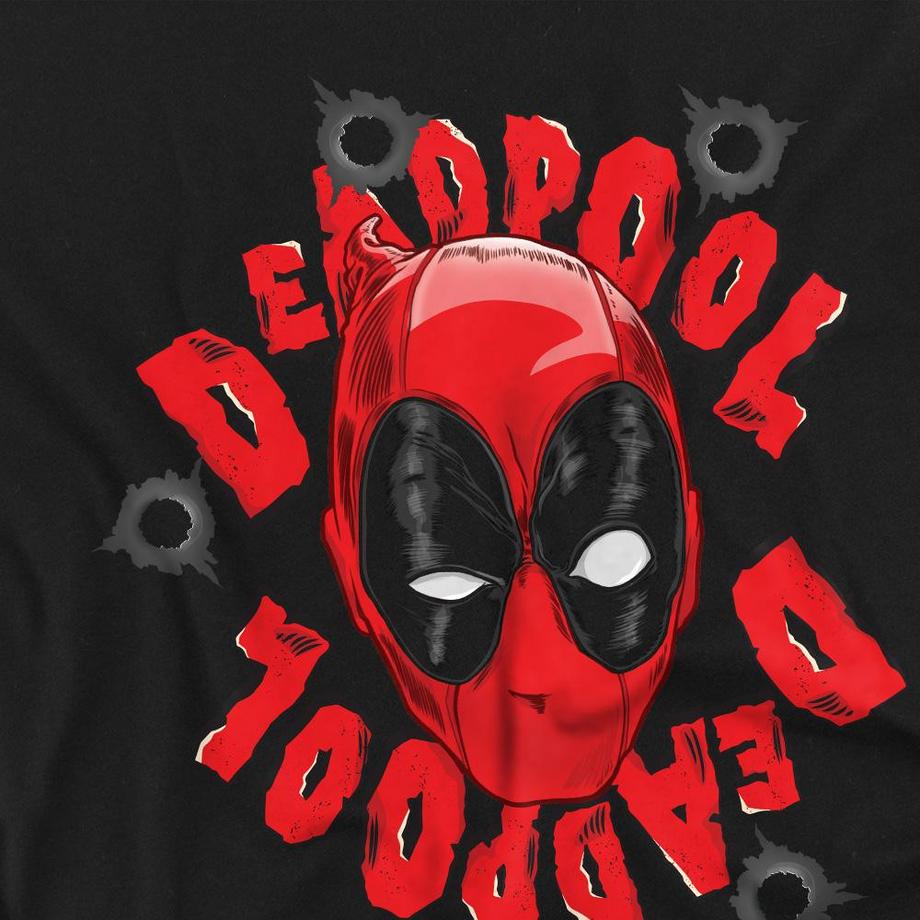 Deadpool Bullet Hole Logo T-Shirt Maniche Lunghe  