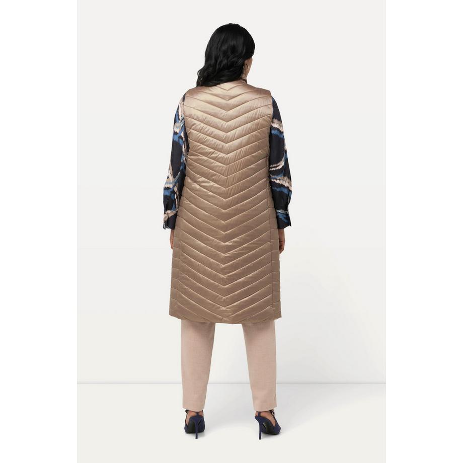 Ulla Popken Gilet trapuntato Collo alto Tasche con zip Bottoni automatici laterali  