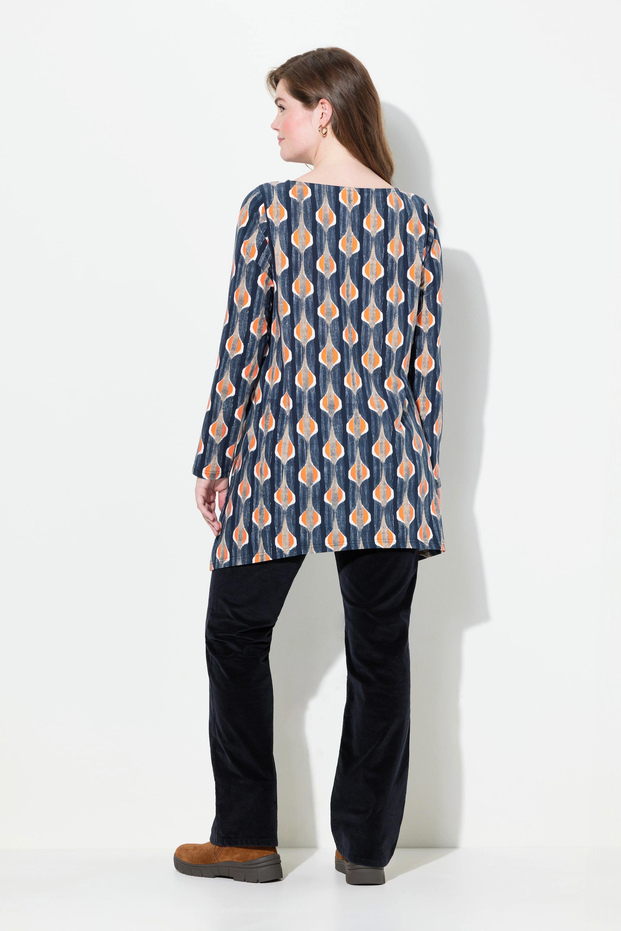 Ulla Popken Maglia Maniche Lunghe Scollo a Barca con Bottoni  