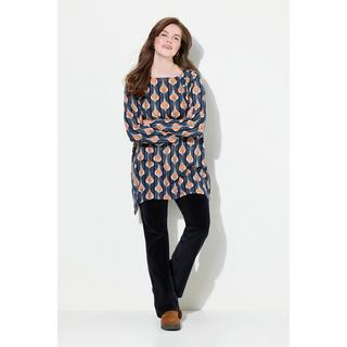 Ulla Popken Maglia Maniche Lunghe Scollo a Barca con Bottoni  