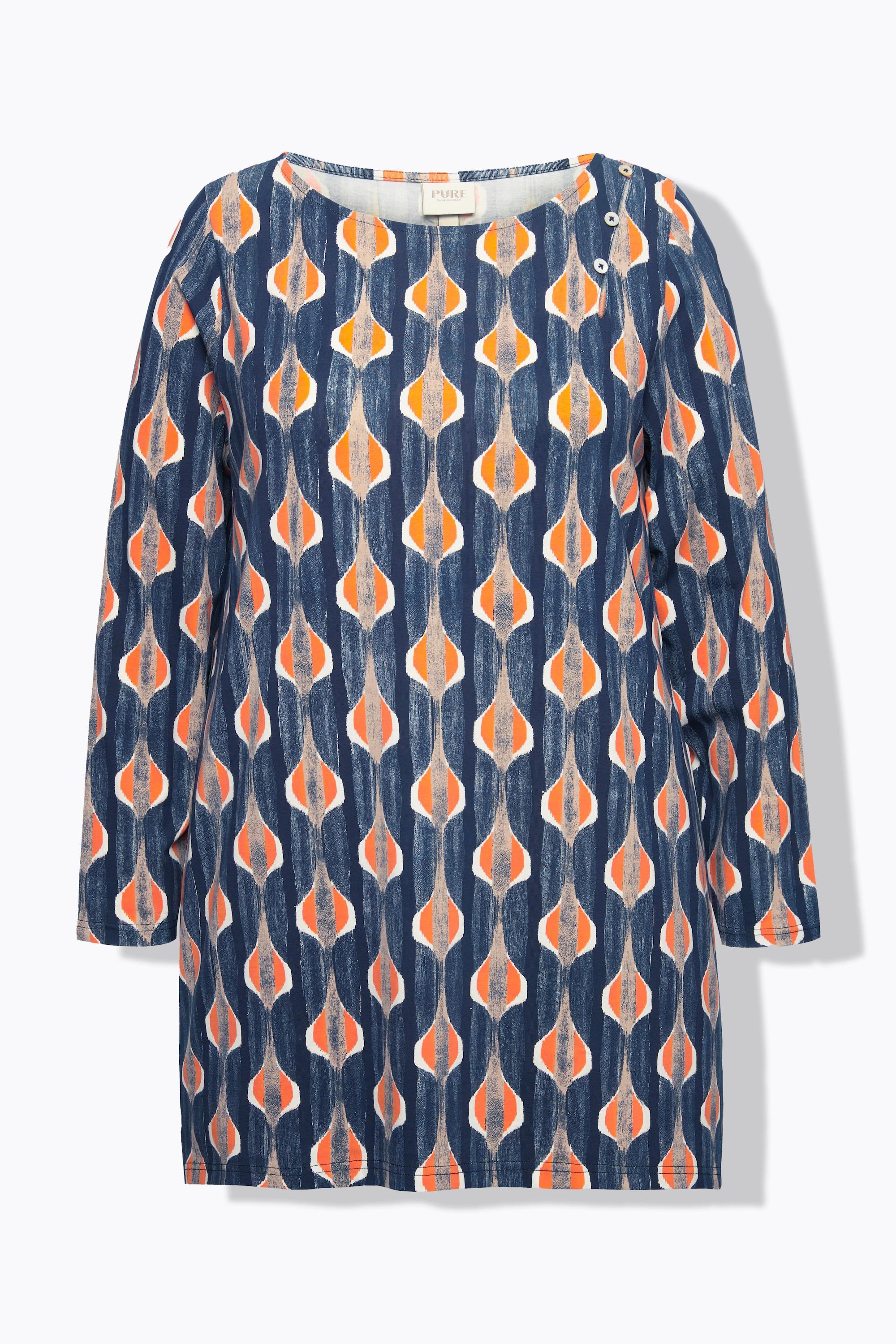 Ulla Popken Maglia Maniche Lunghe Scollo a Barca con Bottoni  