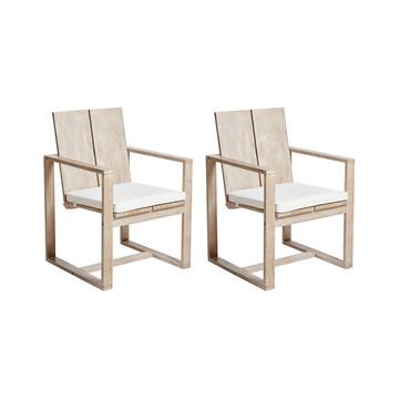 Lot de 2 chaises de jardin avec coussins en Acacia Rustique AZZANELLO