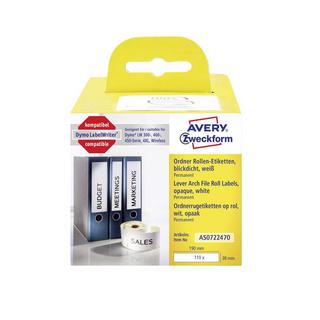 Avery-Zweckform  Rotolo di etichette 190 x 38 mm Carta Bianco 110 pz. A tenuta permanente Etichetta per raccogl 