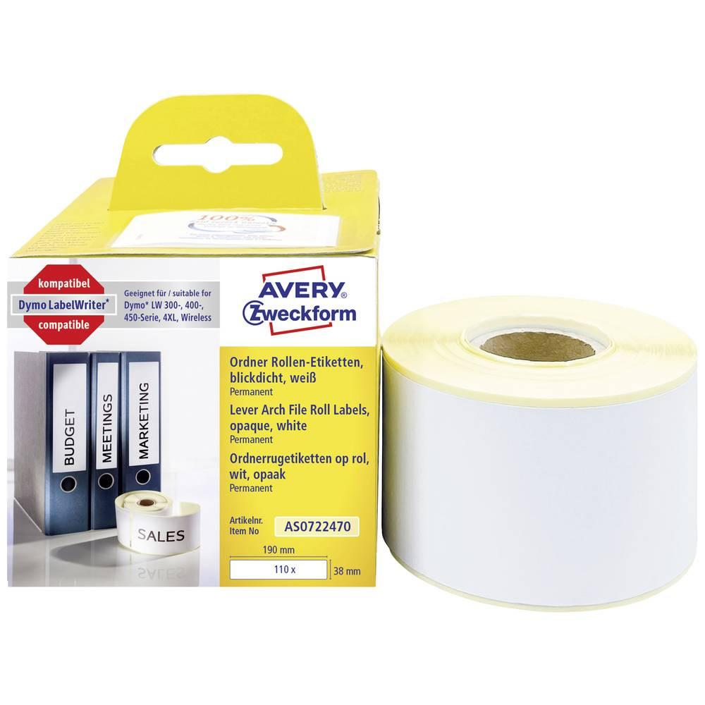 Avery-Zweckform  Rotolo di etichette 190 x 38 mm Carta Bianco 110 pz. A tenuta permanente Etichetta per raccogl 