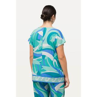 Ulla Popken  T-shirt dal taglio oversize con rifiniture, scollo a V e mezze maniche 