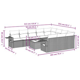 VidaXL Ensemble de canapés de jardin rotin synthétique  