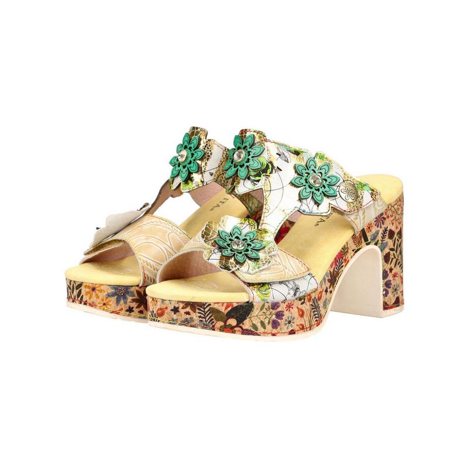 Laura Vita Mules con Plateau a Stampa Floreale  