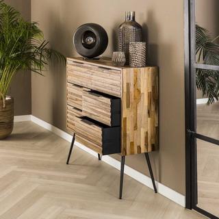 mutoni Commode Teca Strip 6 tiroirs teck patiné  