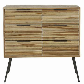 Commode Teca Strip 6 tiroirs teck patiné